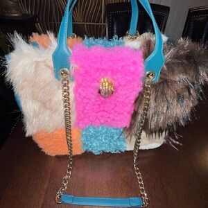Kurt Geiger Hoxton Large Patchwork Faux Fur Tote Bag - RARE SOLD-OUT NWT